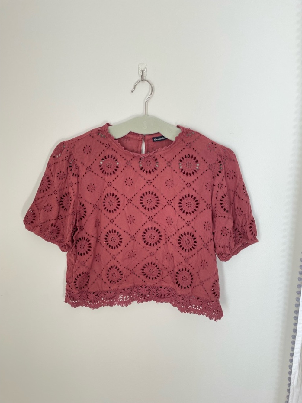 Abercrombie & Fitch Rose Eyelet Lace Crop Top